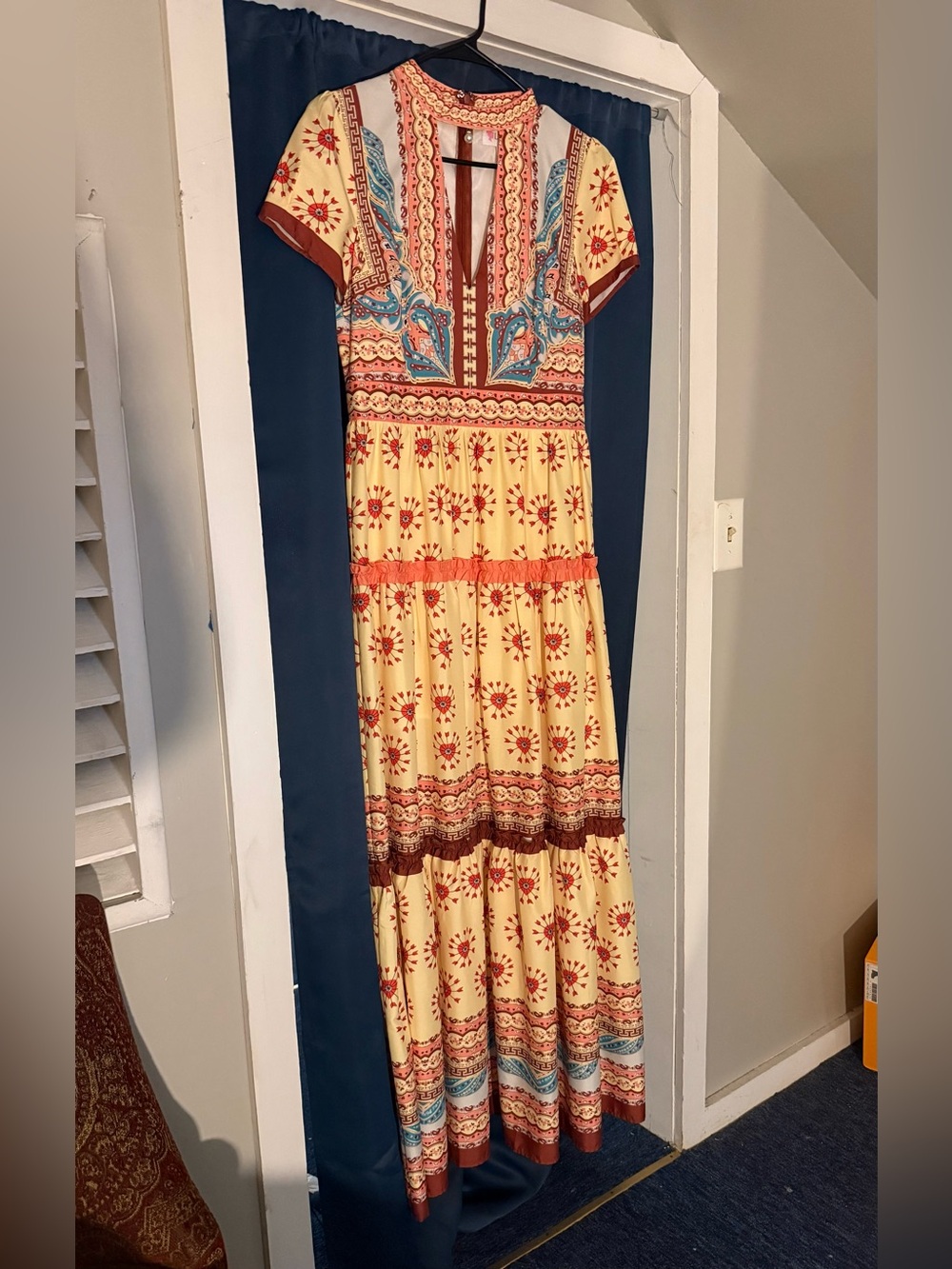 L'ATISTE Yellow Floral Embroidered Maxi Dress - Picture 2 of 4